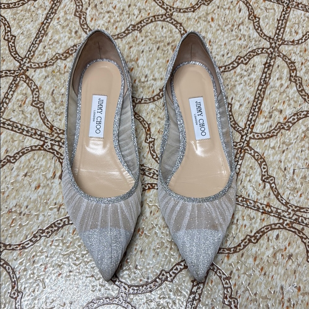 Jimmy Choo Silver Heels with Elegant Design